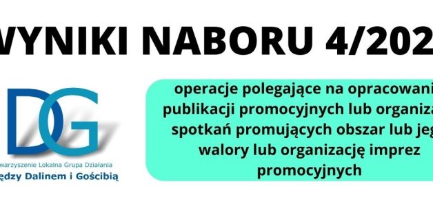 WYNIKI NABORU 4/2022- operacje polegające na opracowaniu publikacji promocyjnych lub organizacji spotkań promujących obszar lub jego walory lub organizację imprez promocyjnych