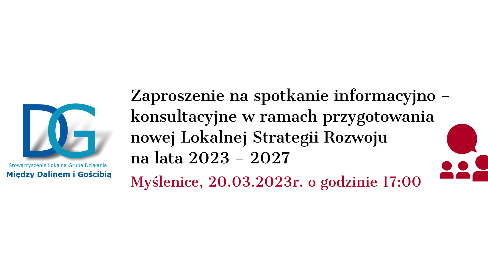 Zaproszenie na spotkanie informacyjno – konsultacyjne w ramach przygotowania nowej Lokalnej Strategii Rozwoju na lata 2023 – 2027 w Myślenicach