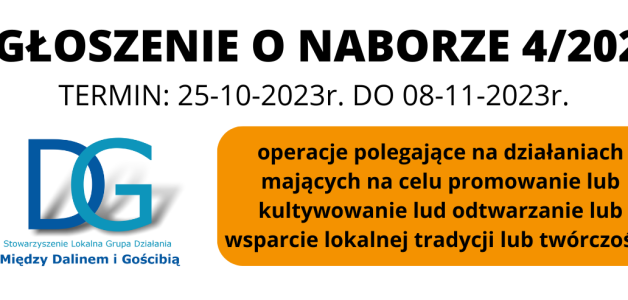 OGŁOSZENIE O NABORZE NR 4/2023- operacje polegające na ochronie i rewitalizacji zabytków lub ich remonty lub konserwacja