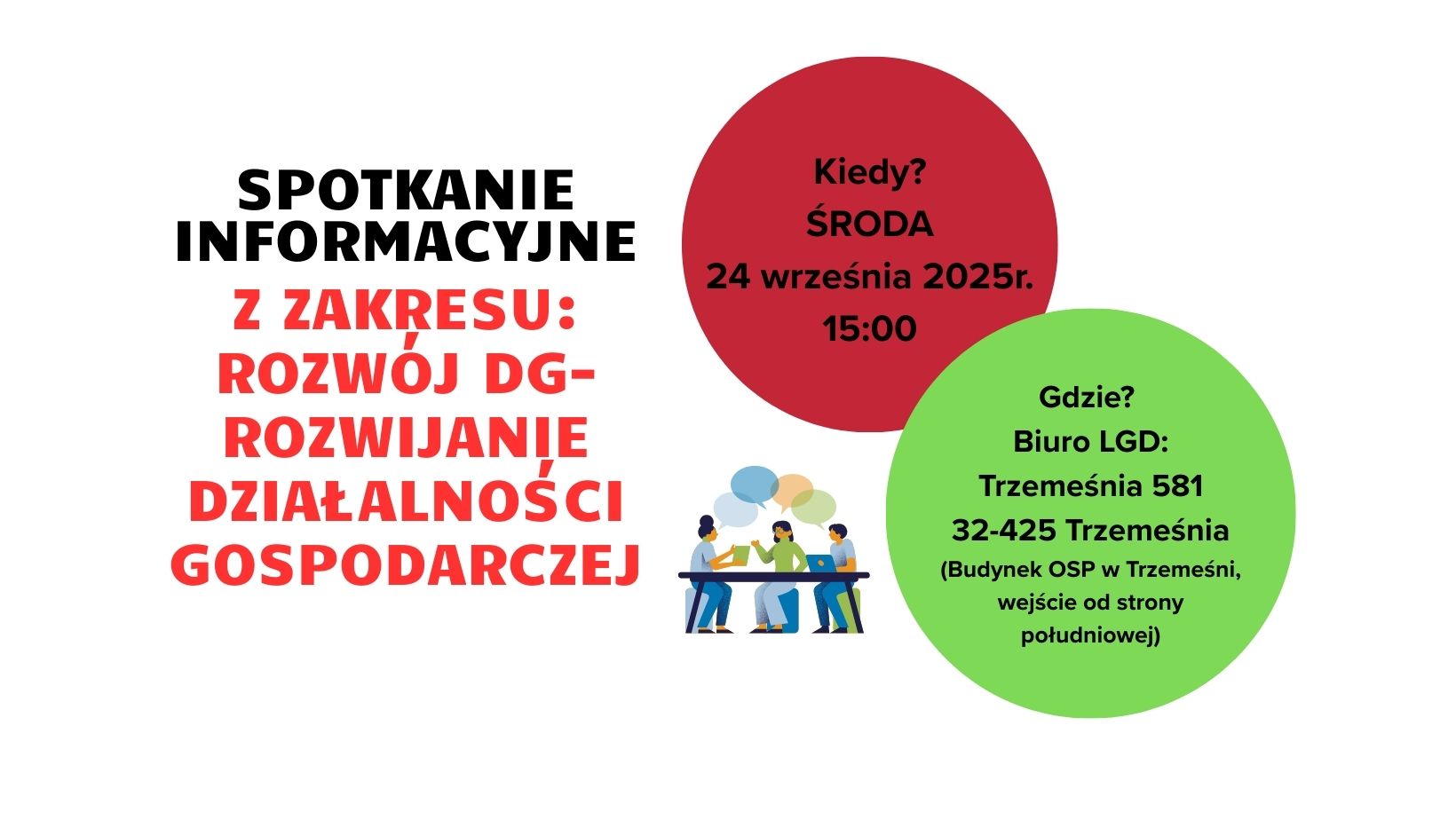 Zapraszamy na spotkanie szkoleniowo-informacyjne z zakresu rozwijania działalności gospodarczej- rozwój DG- 24.09.2025r. (środa) o godz. 15:00